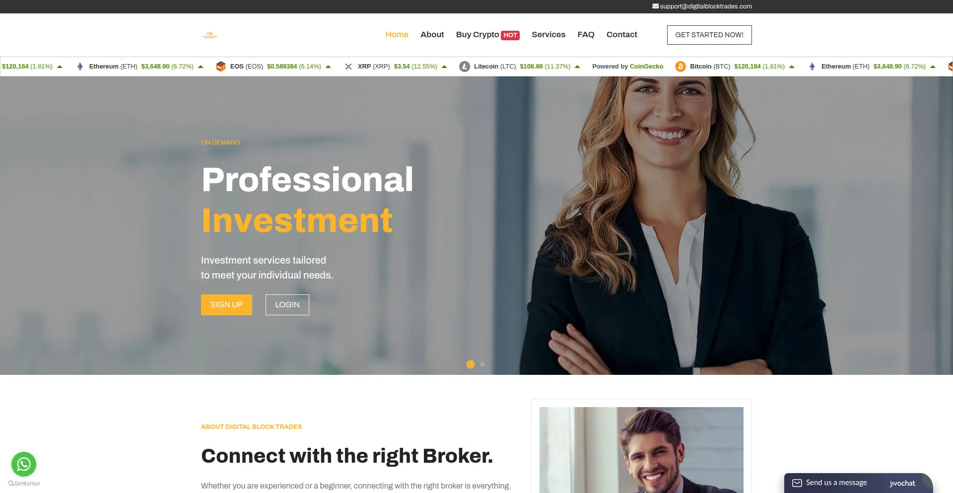 Website screenshot of Digitalblocktrades.com