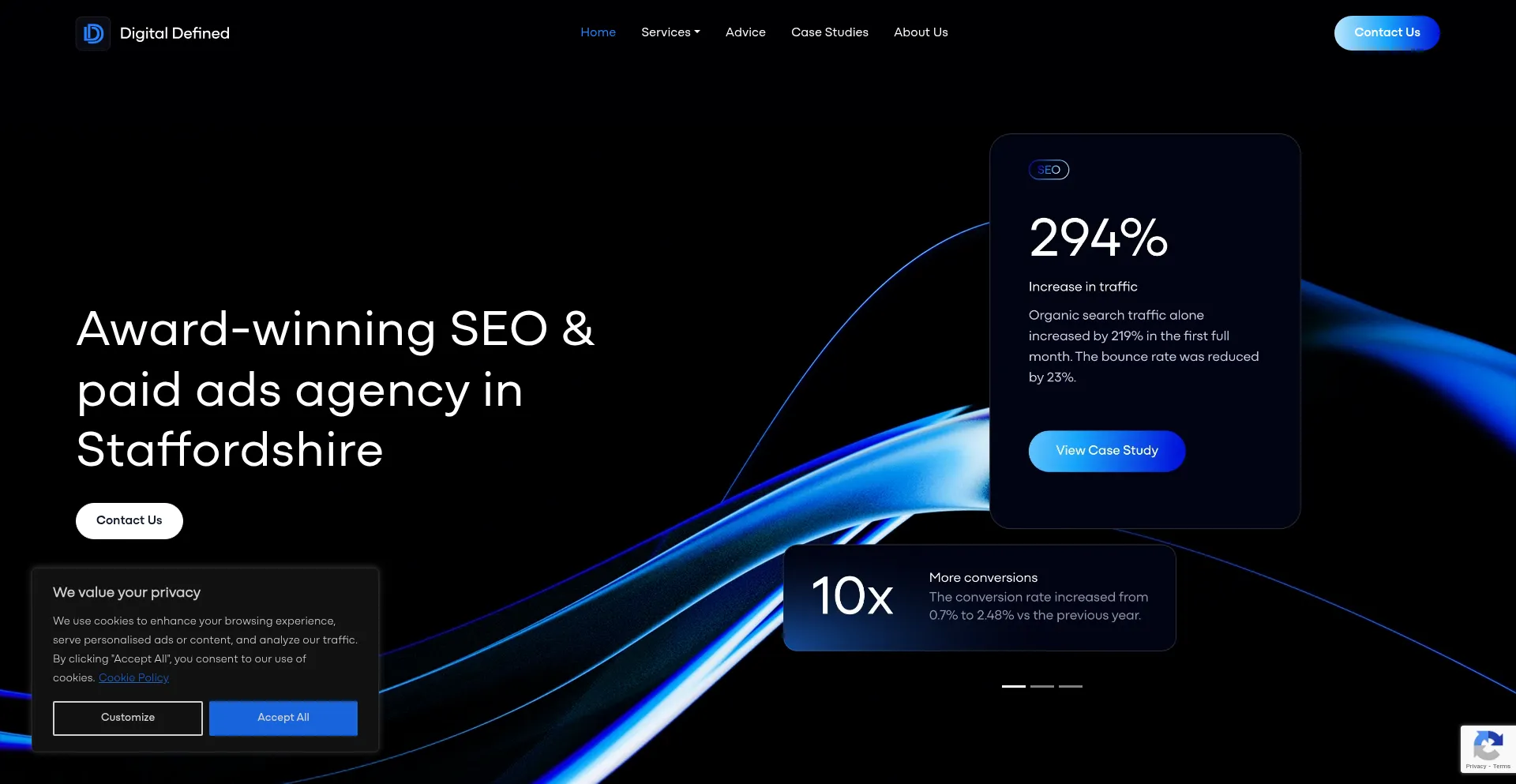 Website screenshot of Digitaldefinedmarketing.com