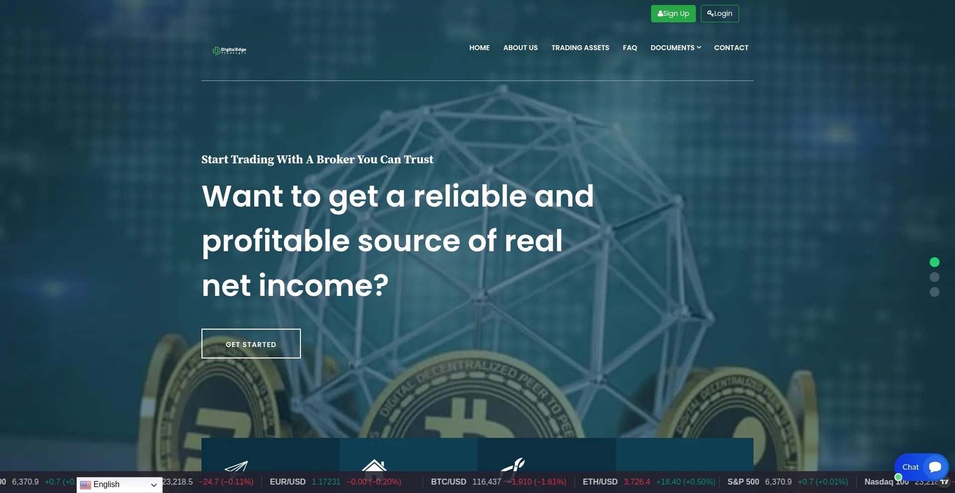 Website screenshot of Digitaledgetradingco.com