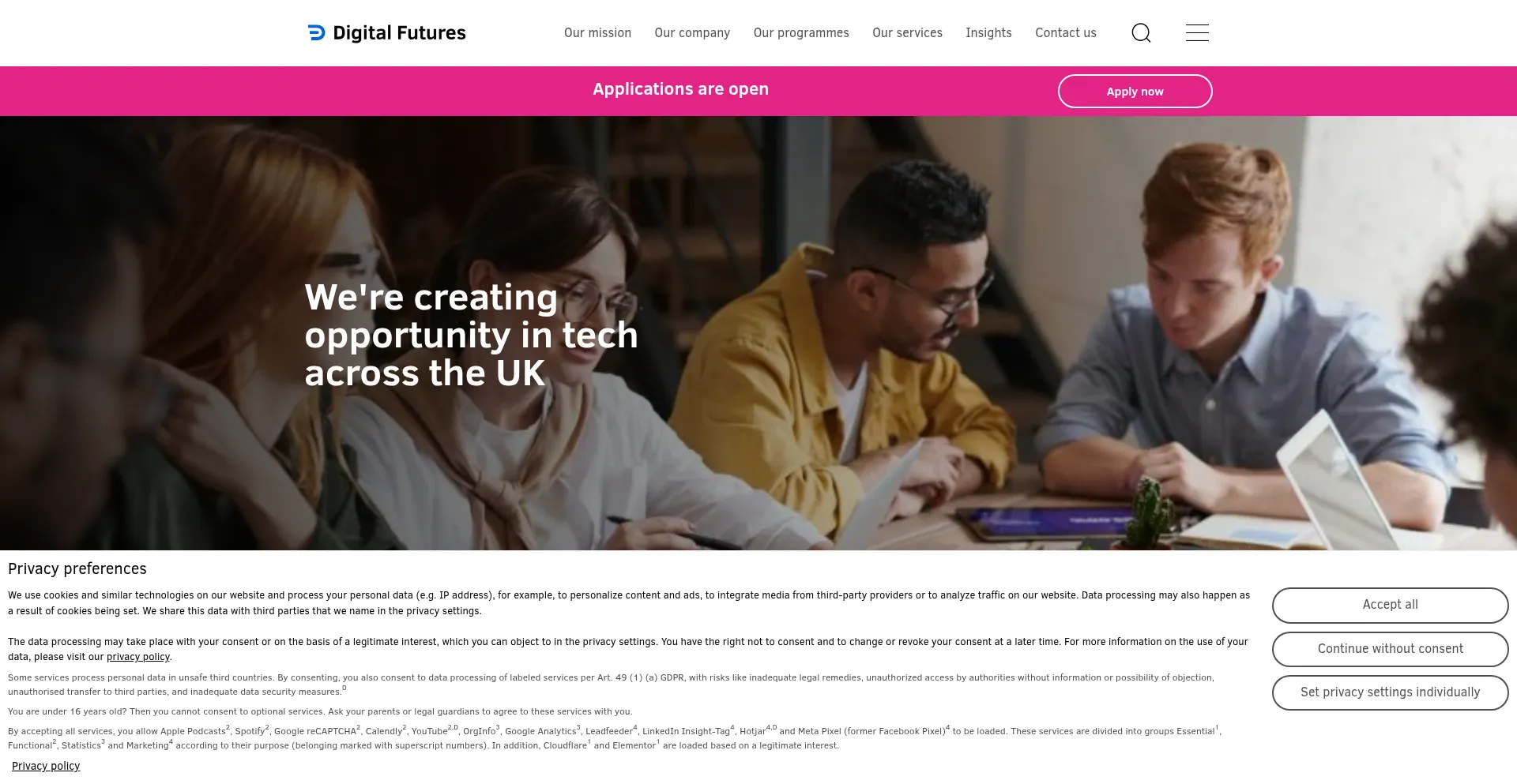 Website screenshot of Digitalfutures.com