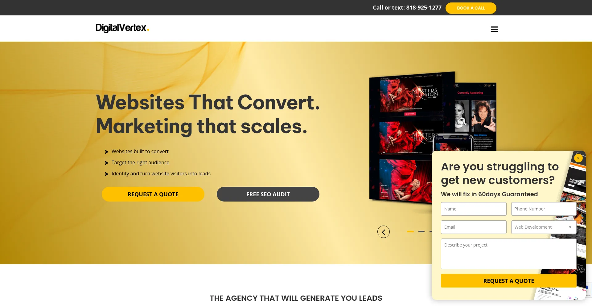 Website screenshot of Digitalvertex.com