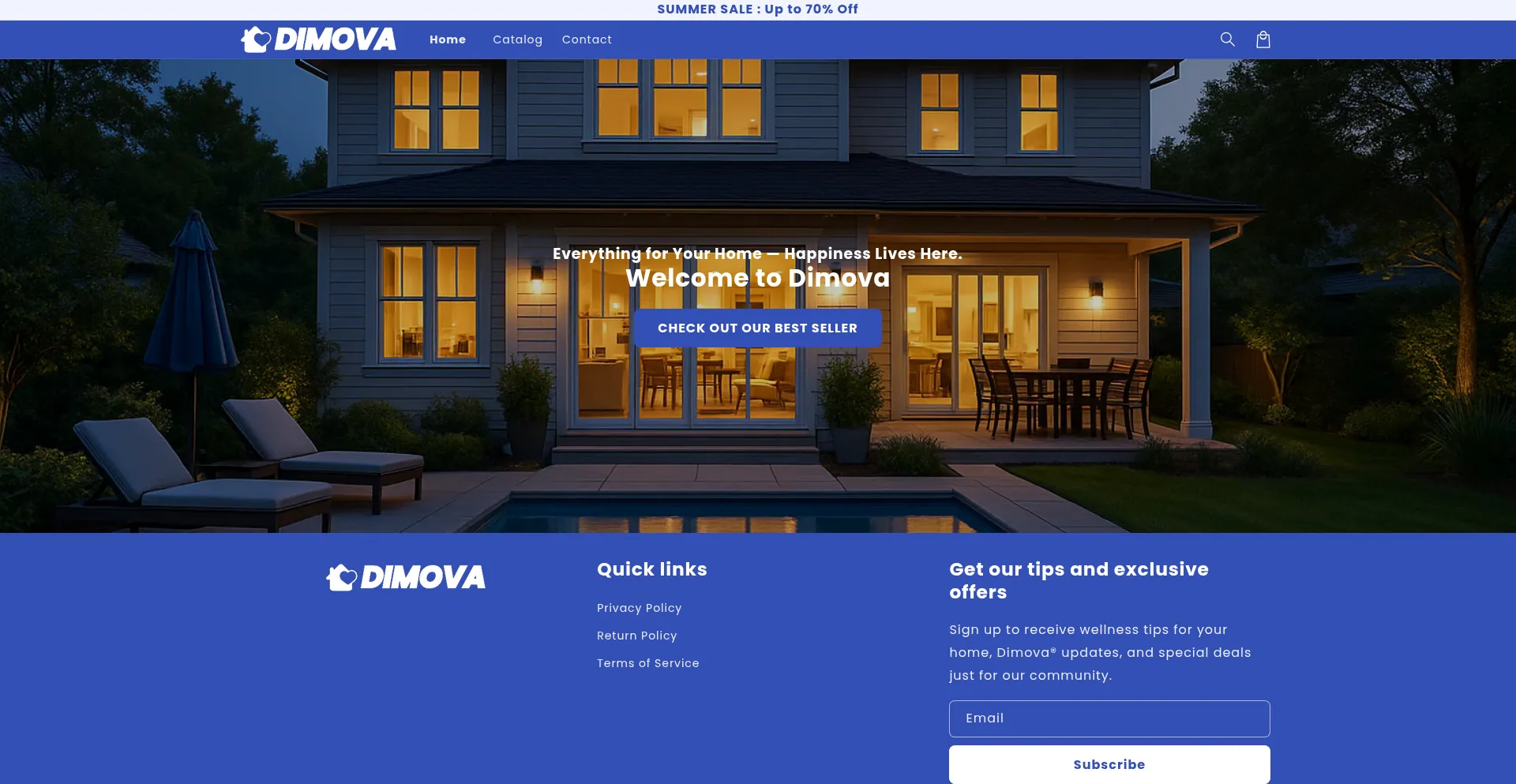Website screenshot of Dimovashop.com