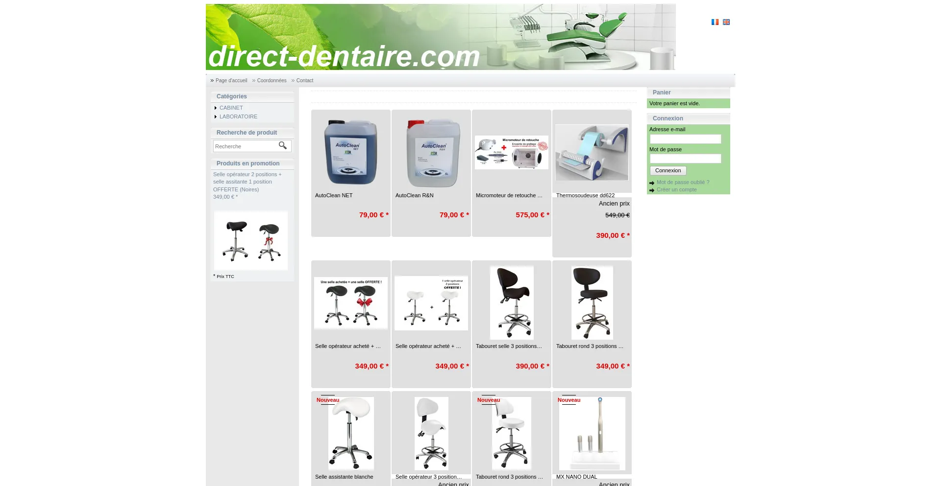 Website screenshot of Direct-dentaire.com