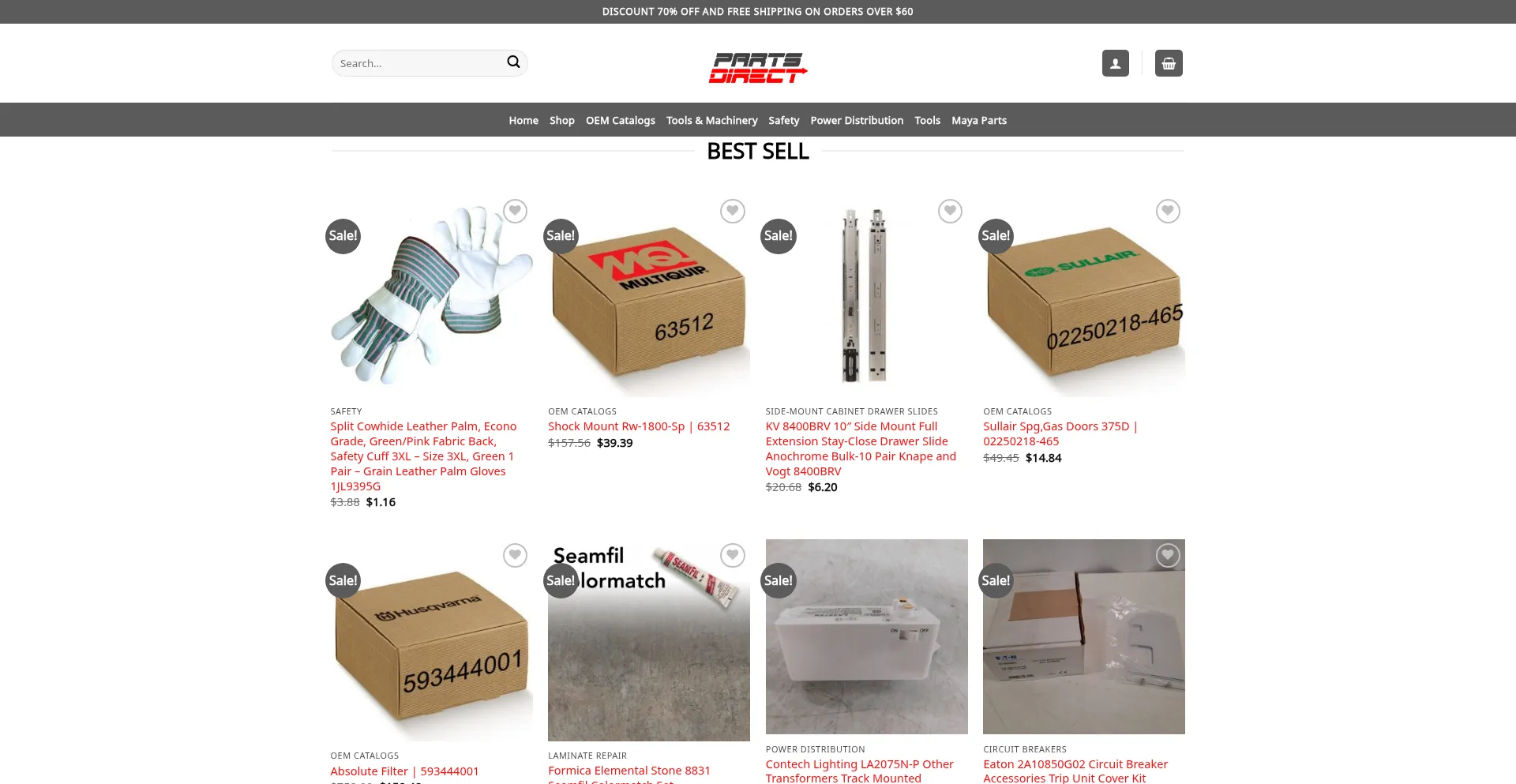 Website screenshot of Directpartsonlines.com