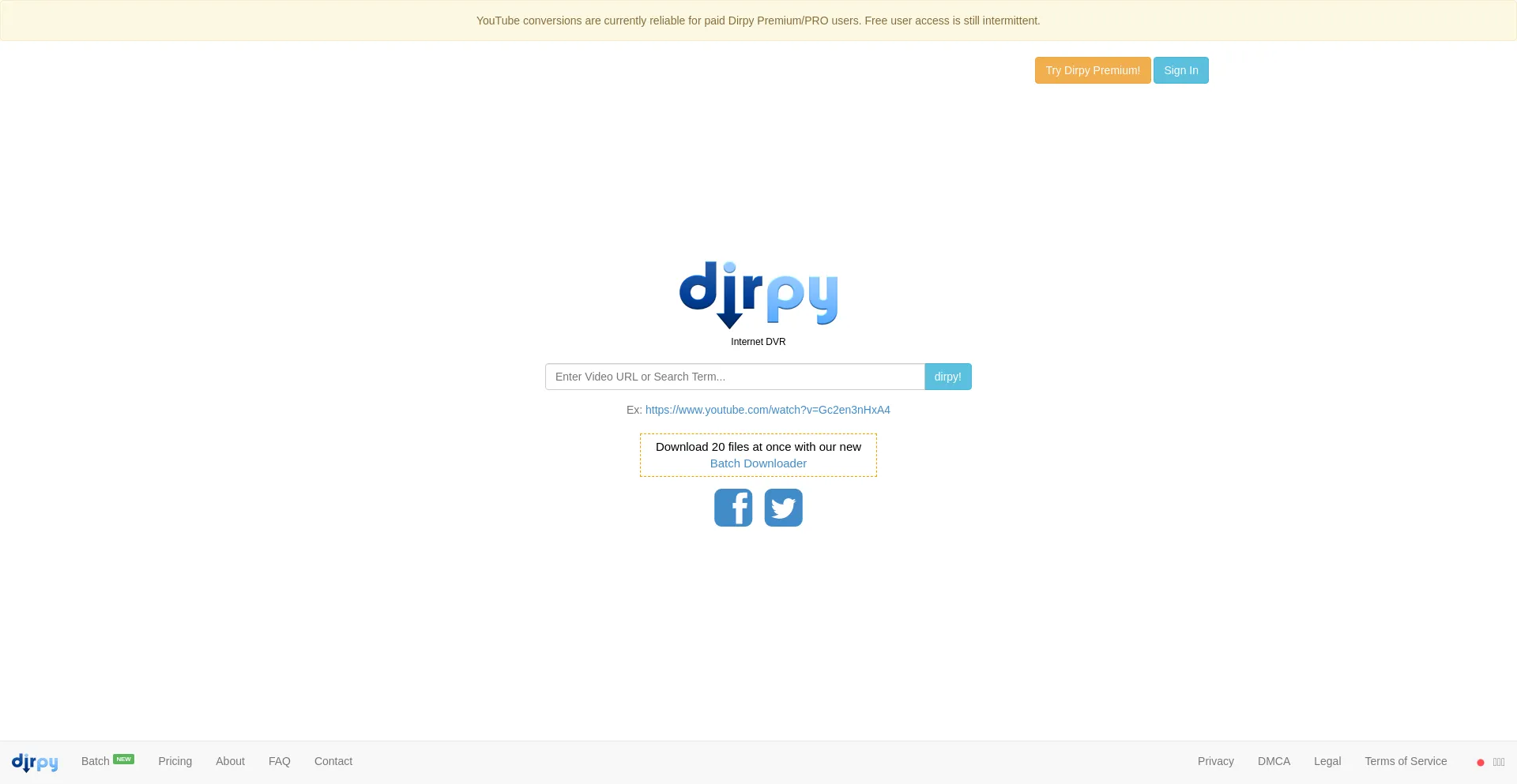 Website screenshot of Dirpy.net