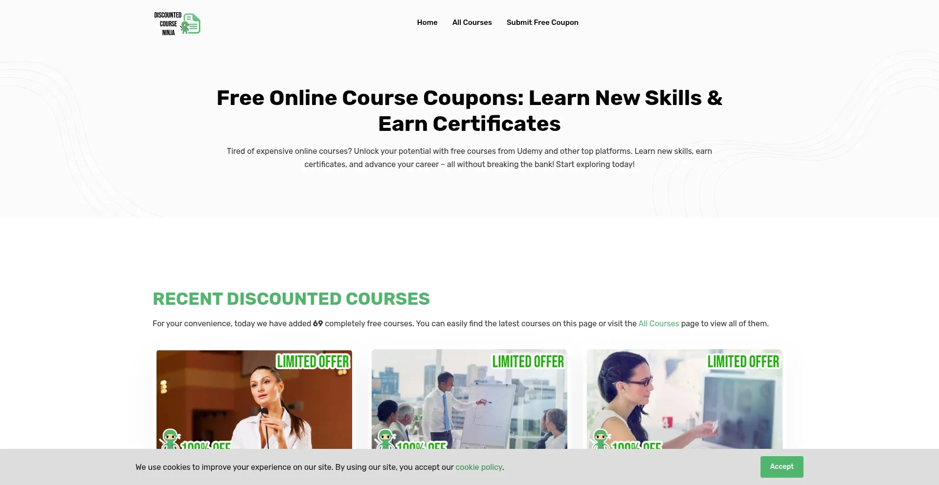 ¿És Seguro y Confiable Discountedcourseninja.com?