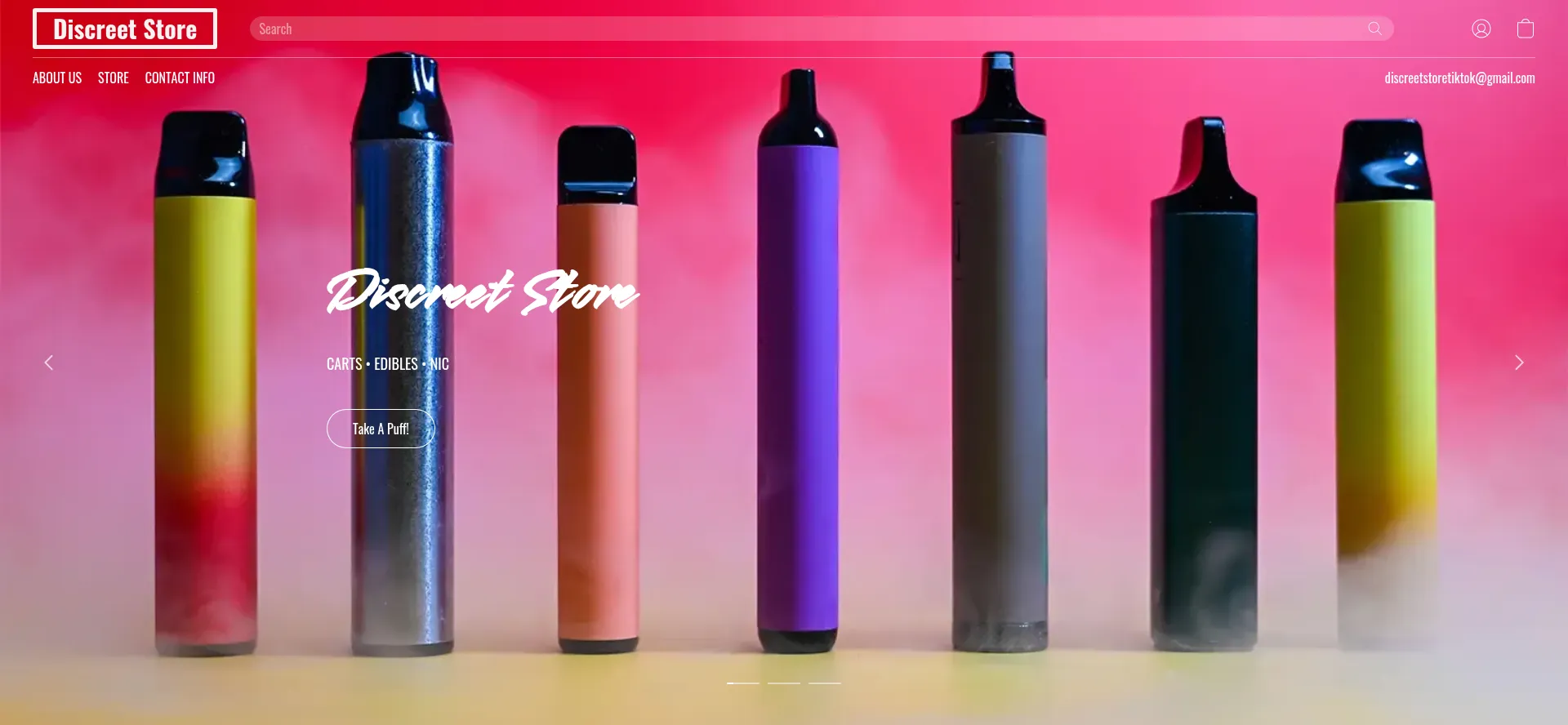 Website screenshot of Discreet-store.company.site