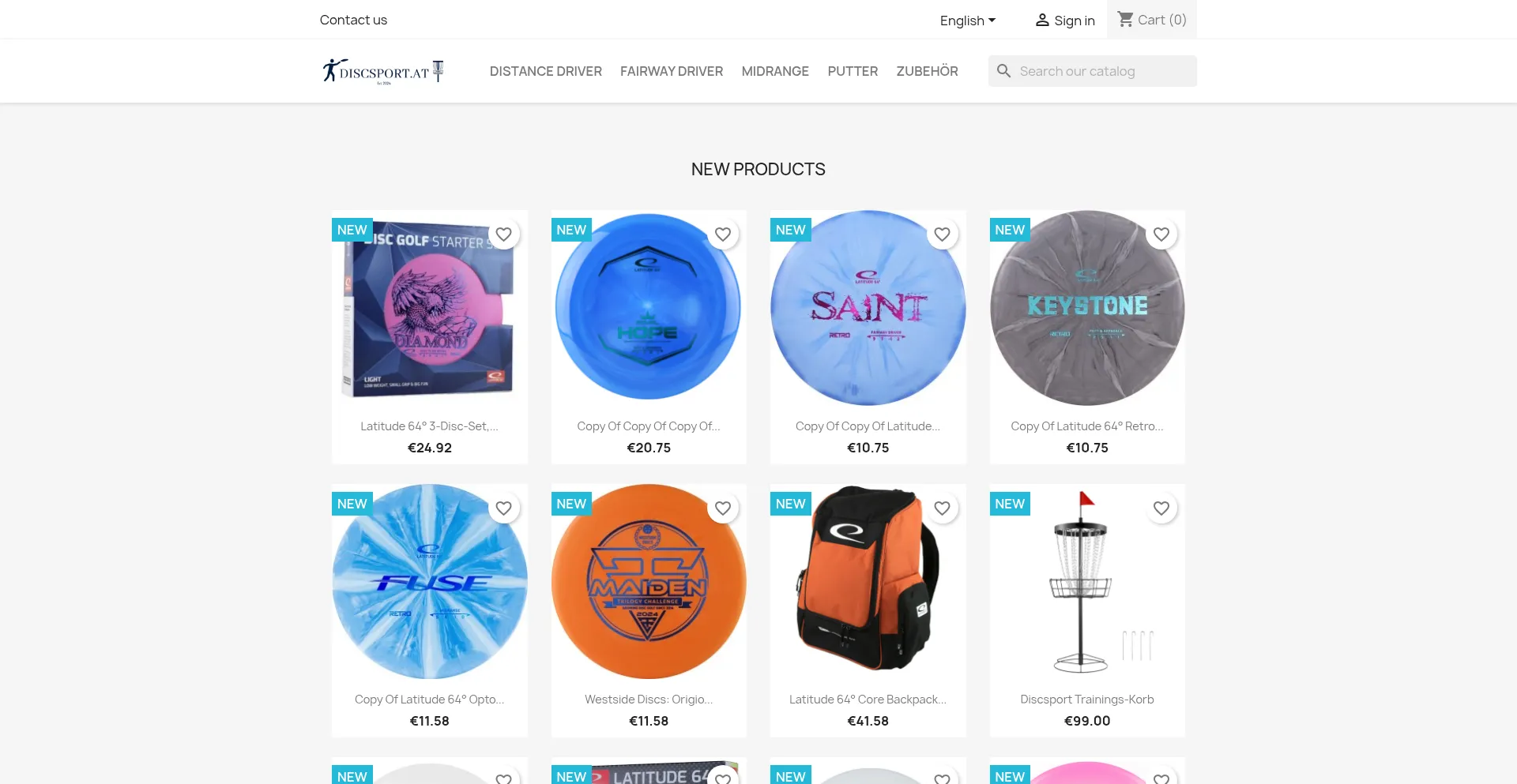 Website screenshot of Discsport.at