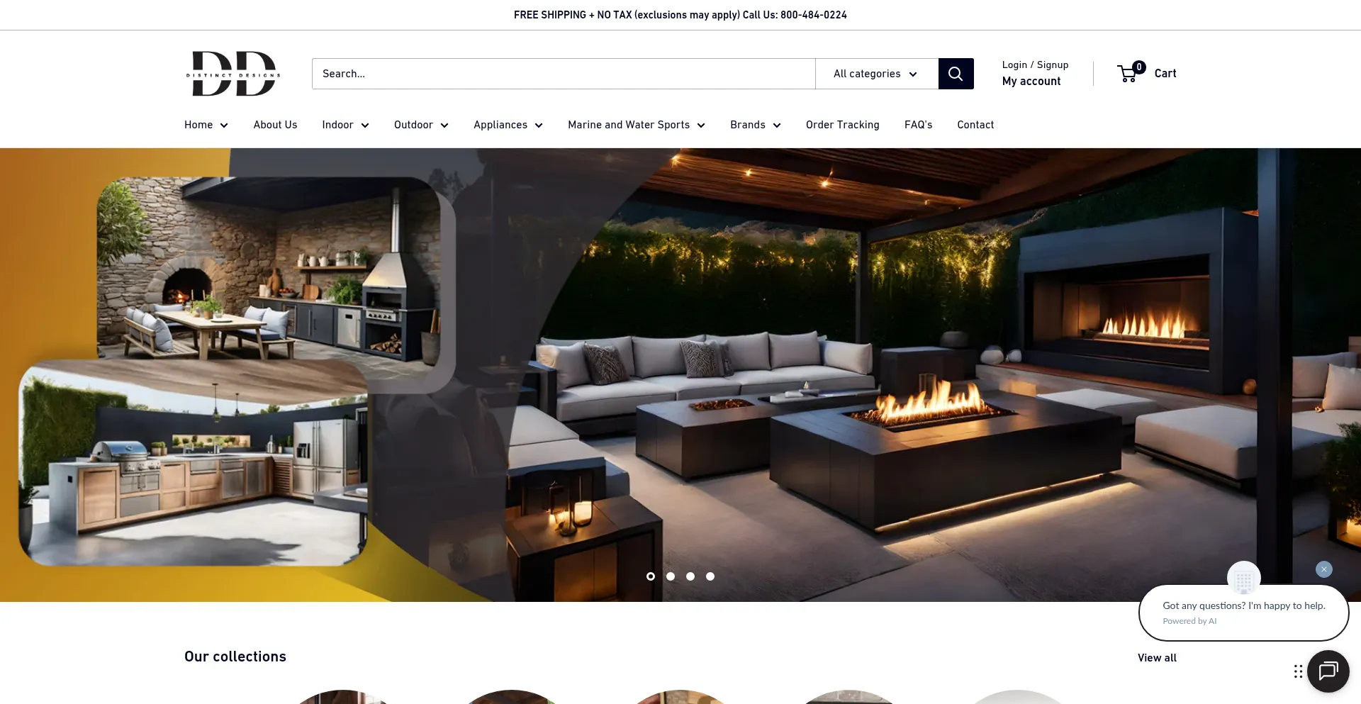 Website screenshot of Distincteddesigns.com