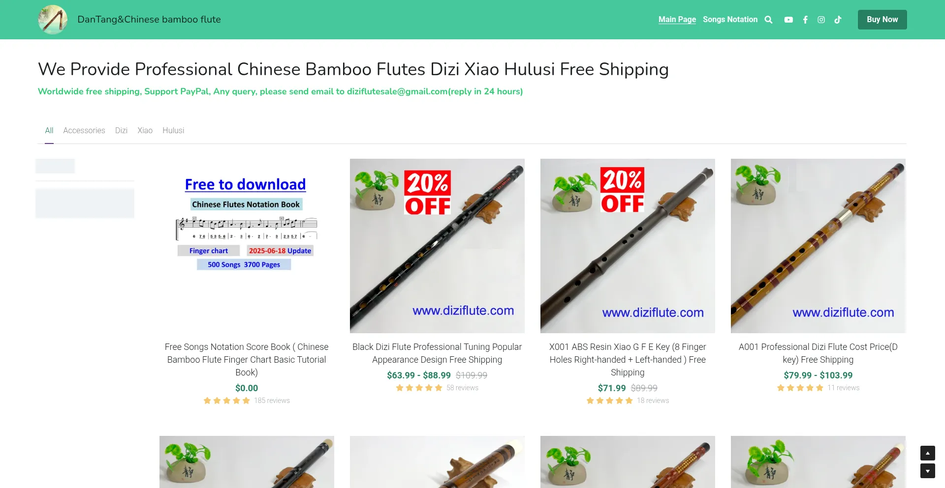 Website screenshot of Diziflute.com
