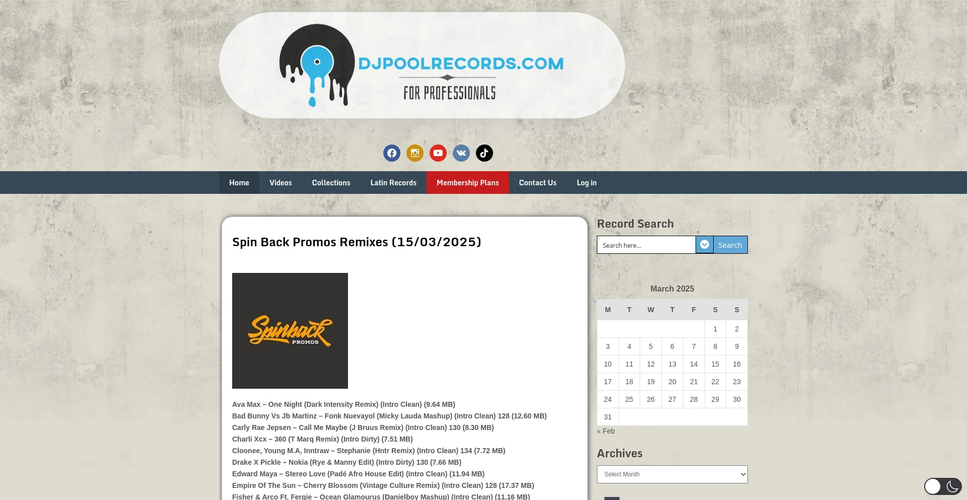 Website screenshot of Djpoolrecords.com