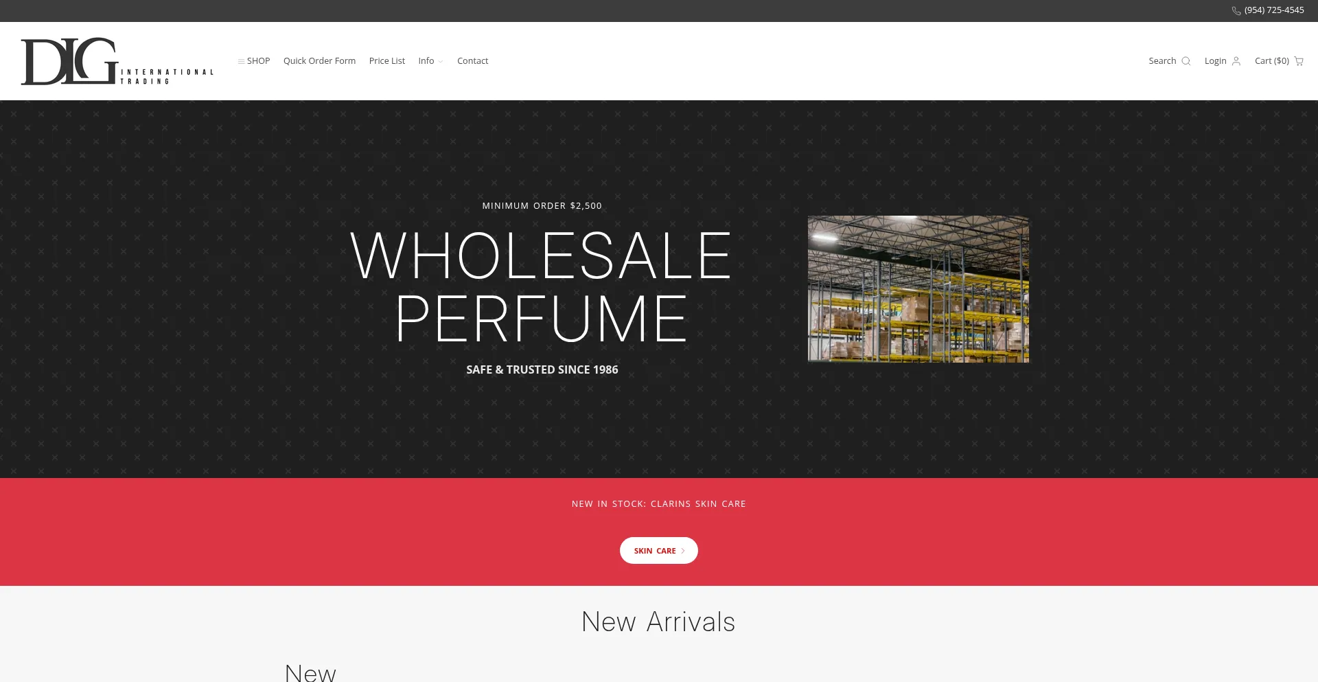 Website screenshot of Dlginternationaltrading.com