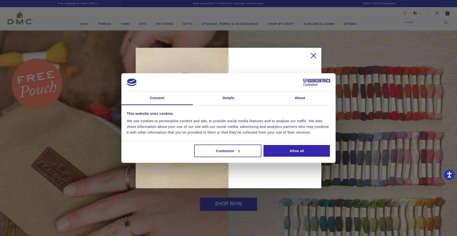Website screenshot of Dmc.com