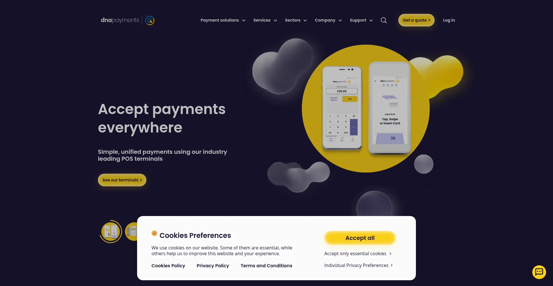 Website screenshot of Dnapayments.com