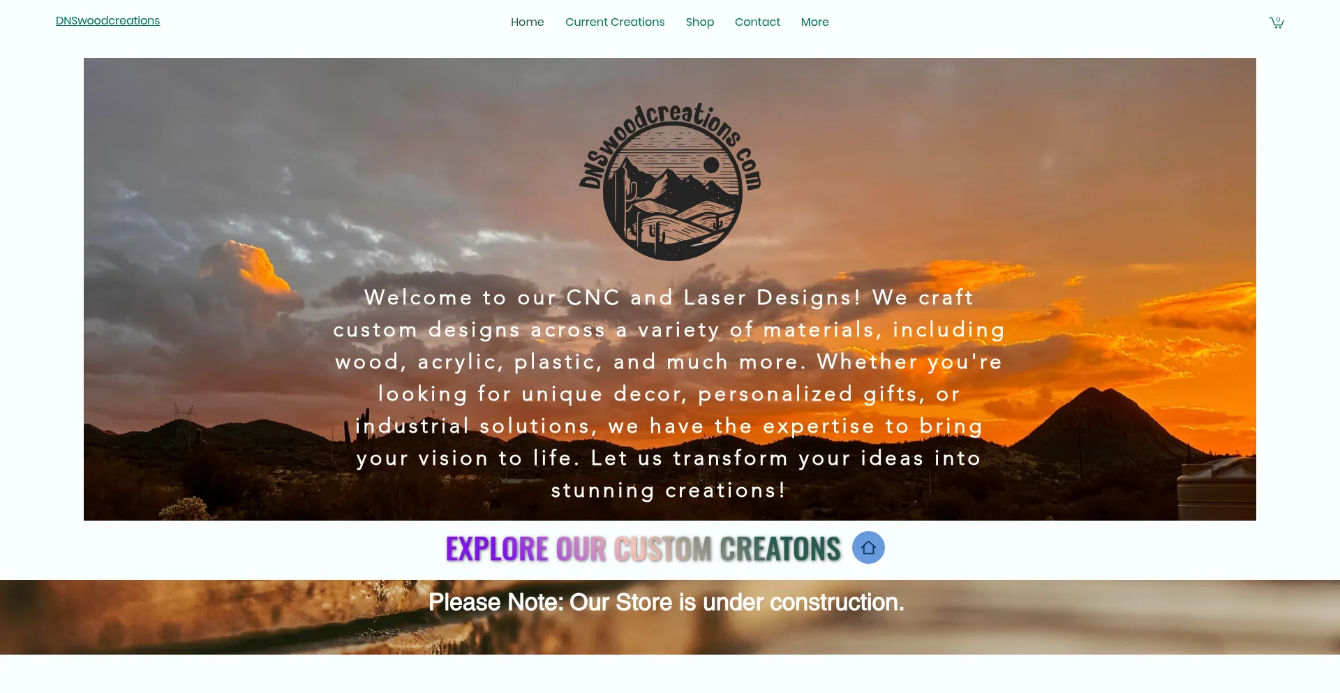 Website screenshot of Dnswoodcreations.com