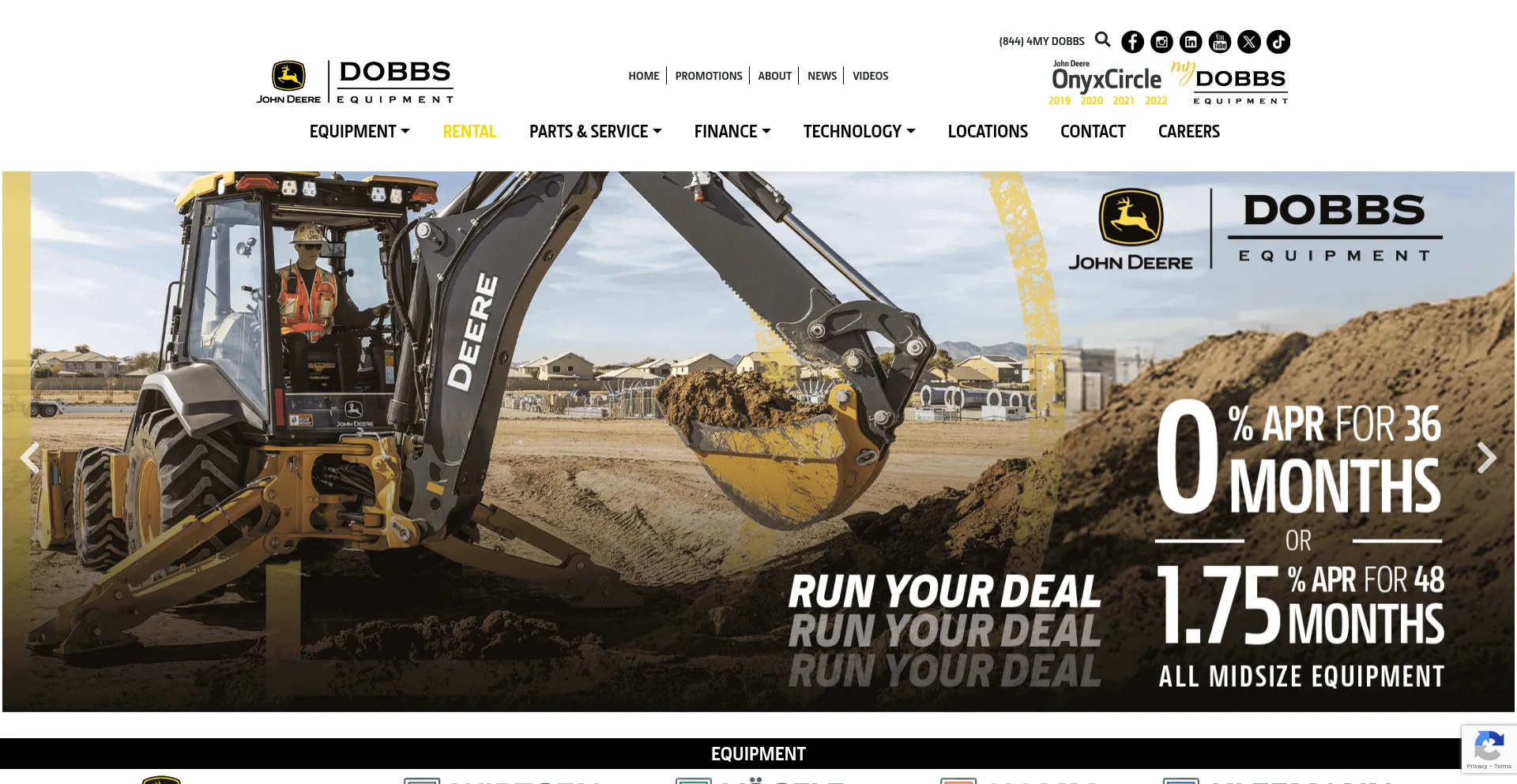 Website screenshot of Dobbsequipment.com