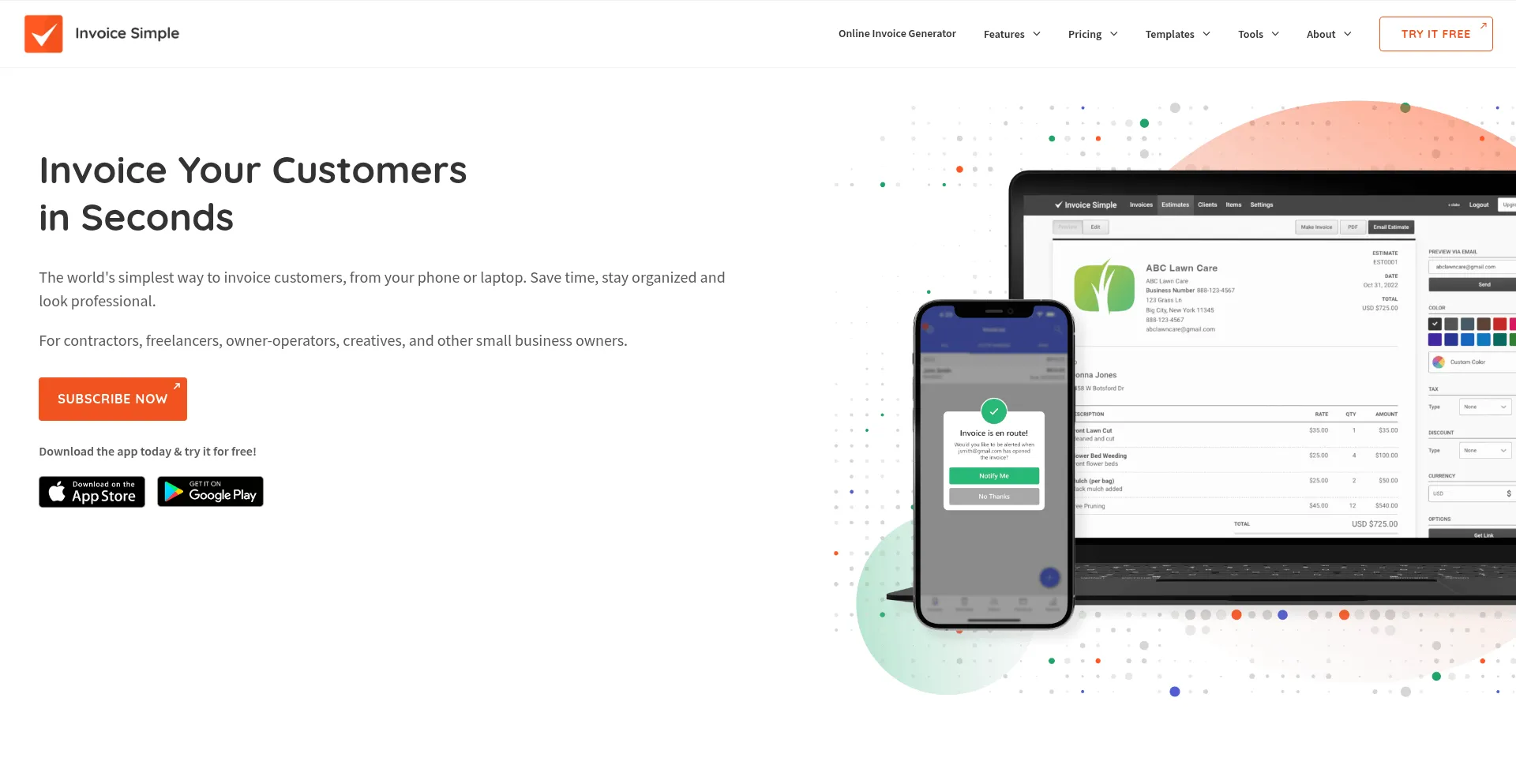Website screenshot of Doc.getinvoicesimple.com