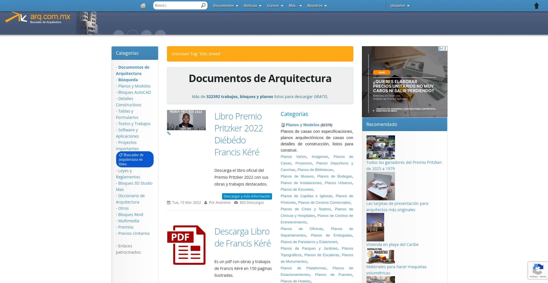 Website screenshot of Documentos.arq.com.mx