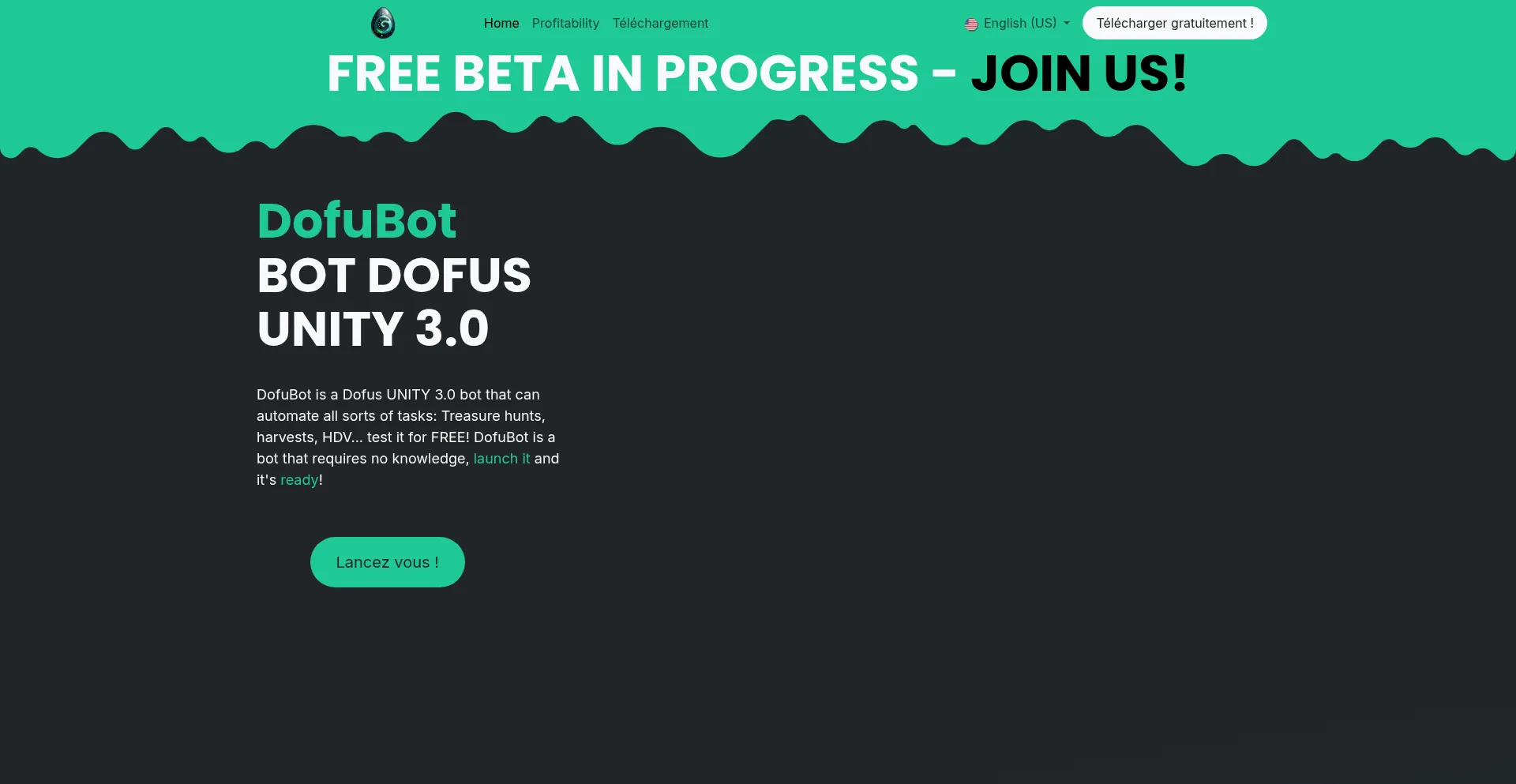 Website screenshot of Dofubot.com