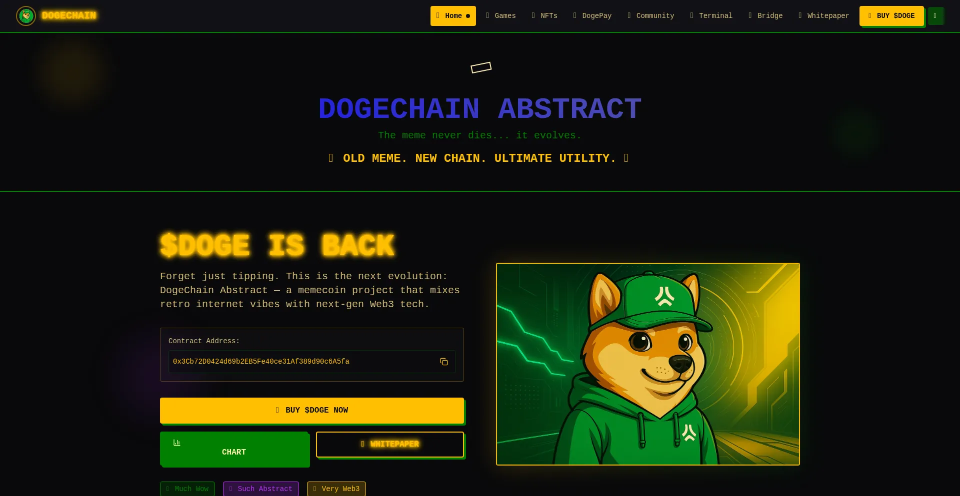 Website screenshot of Dogeabs.xyz
