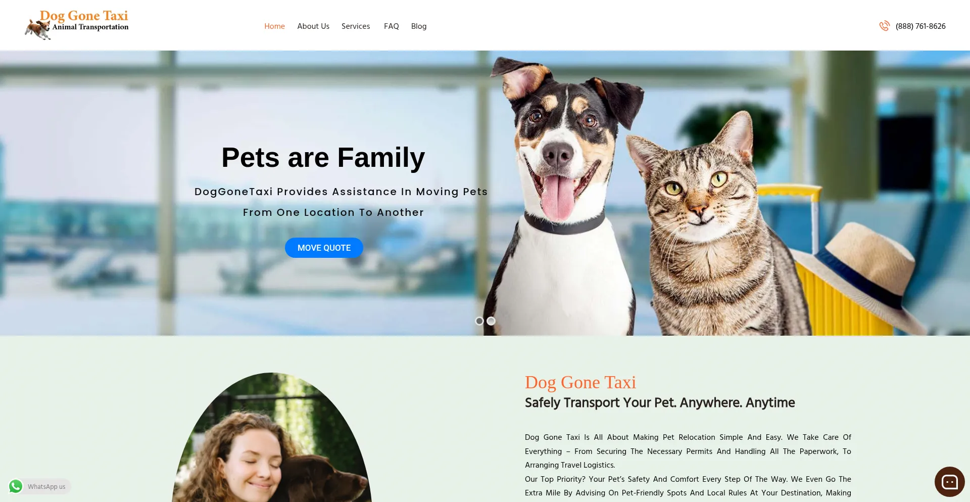 Website screenshot of Doggonetaxi.com