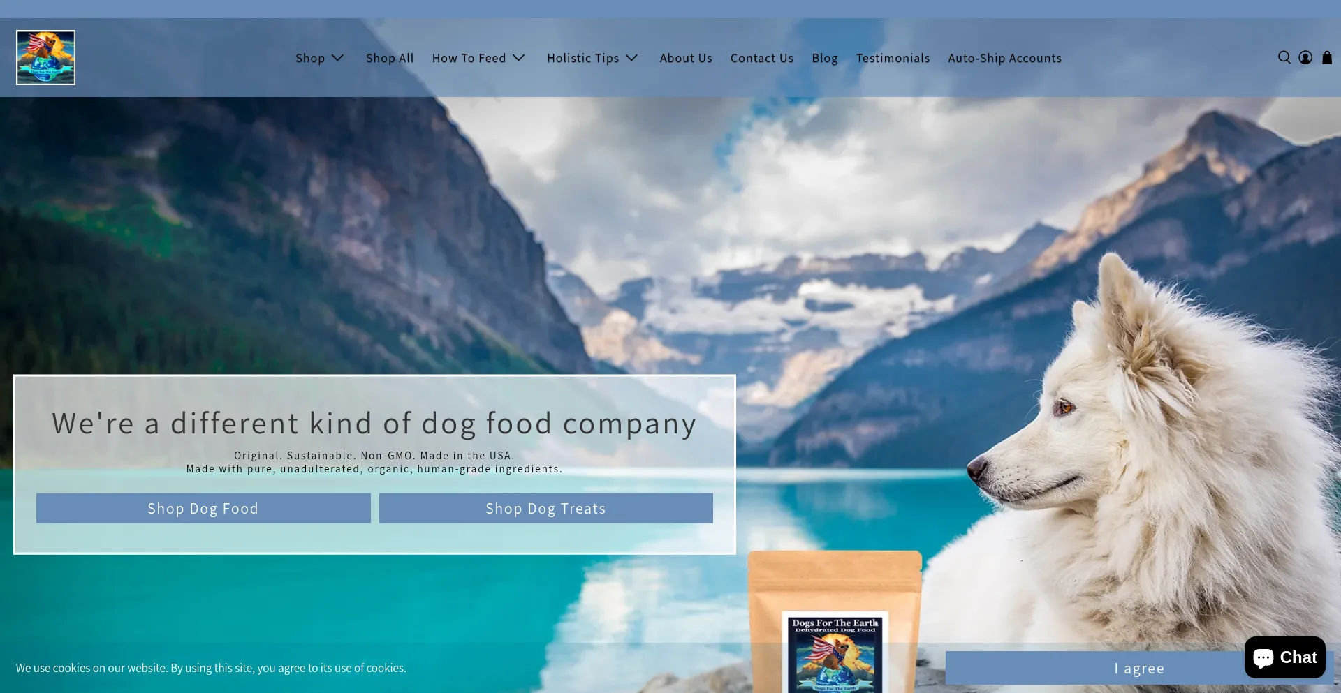 Website screenshot of Dogsfortheearth.com