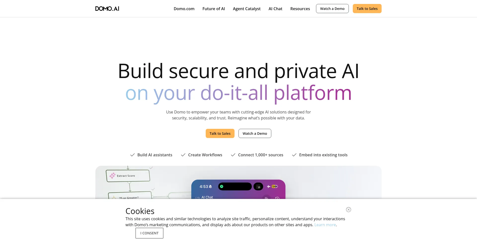 Website screenshot of Domo.ai