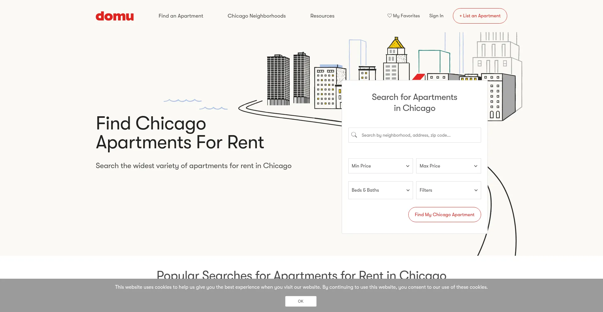 Website screenshot of Domu.com