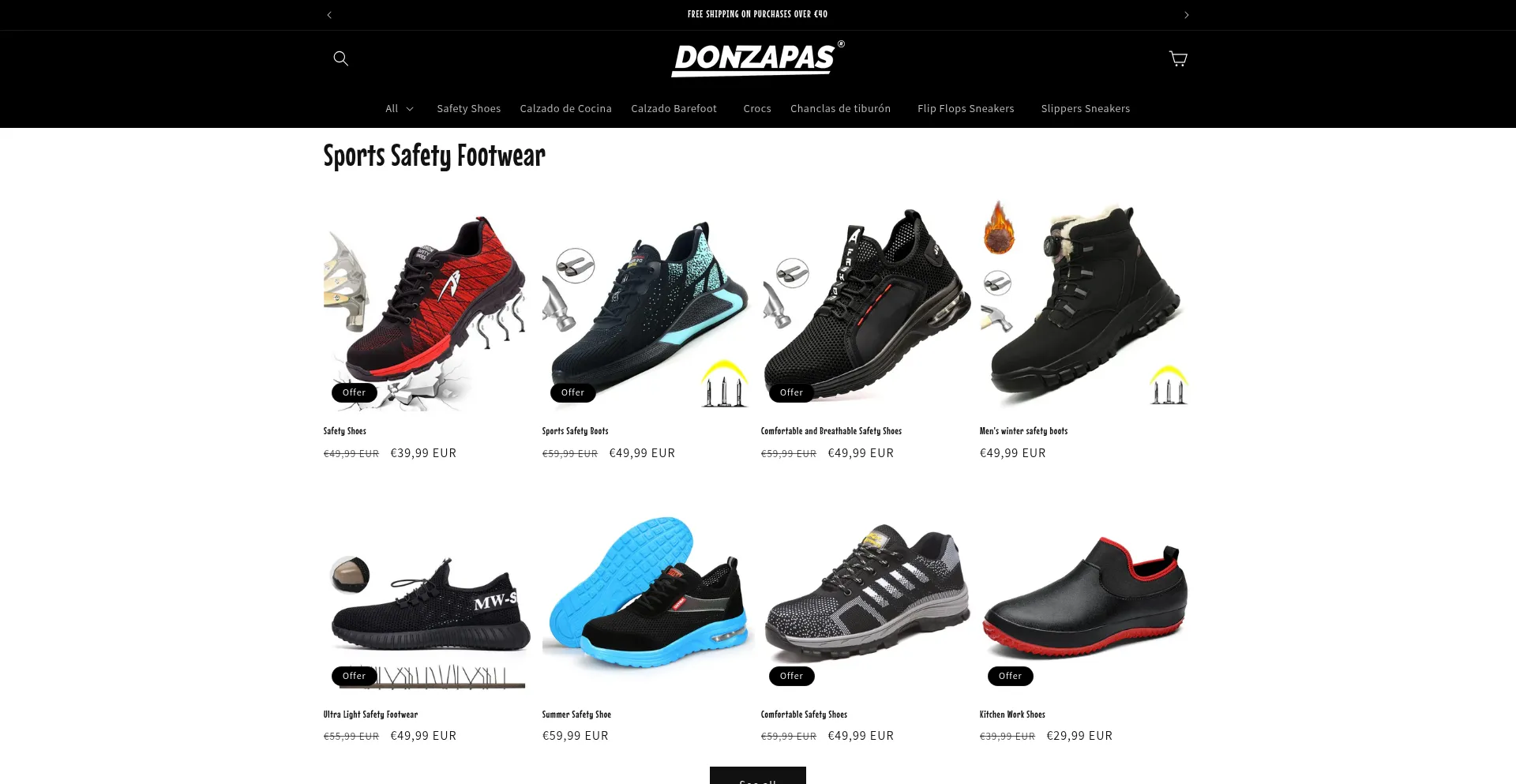 Website screenshot of Donzapas.com