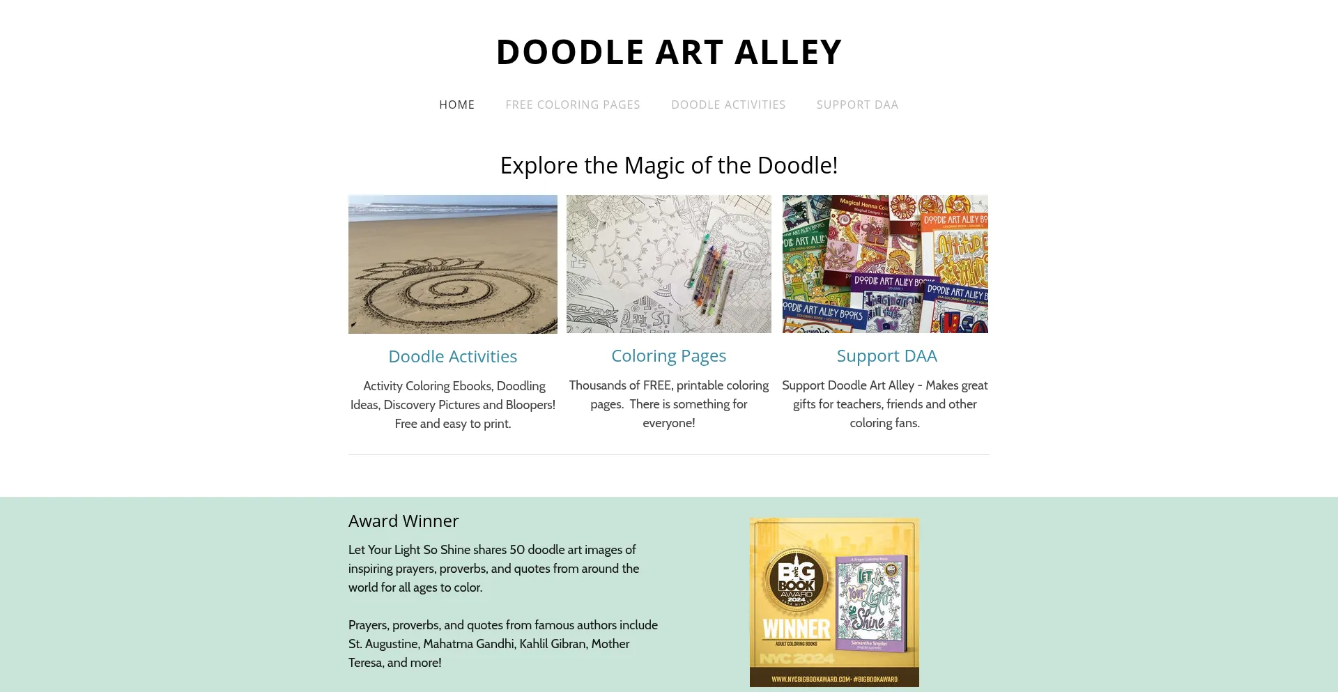 Website screenshot of Doodle-art-alley.com
