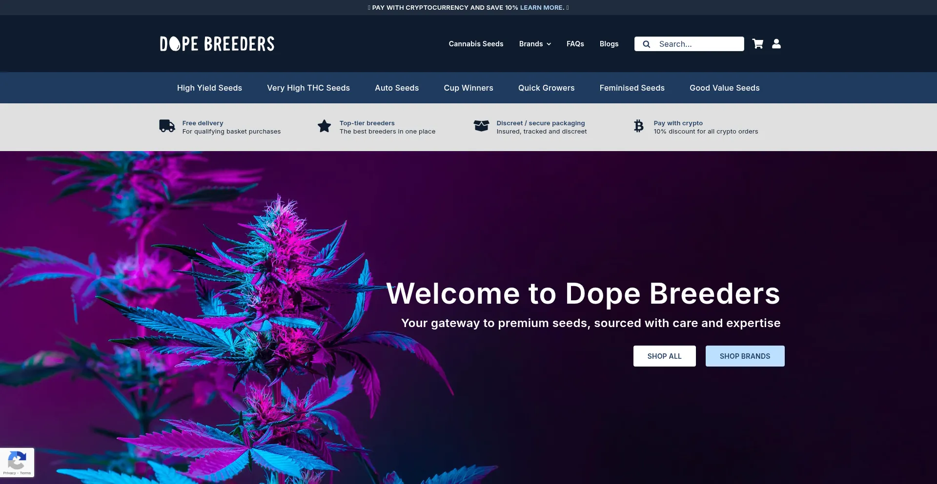 Website screenshot of Dopebreeders.com