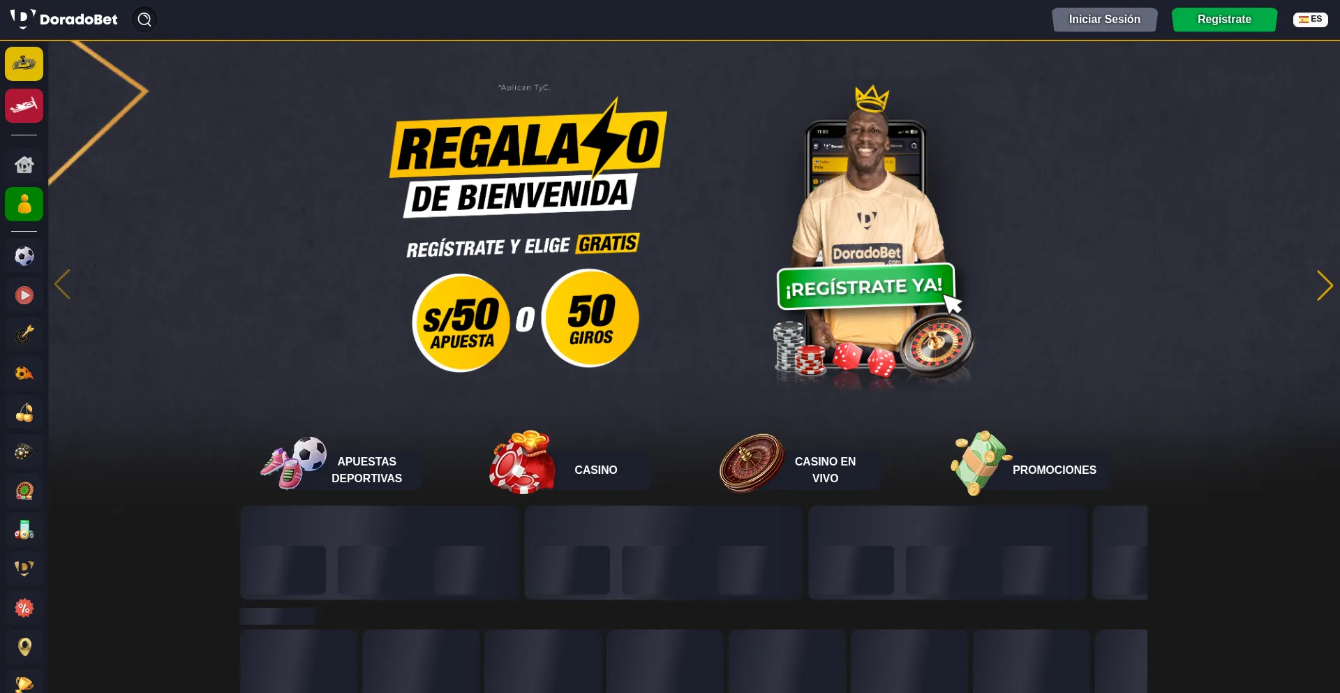 Website screenshot of Doradobet.com