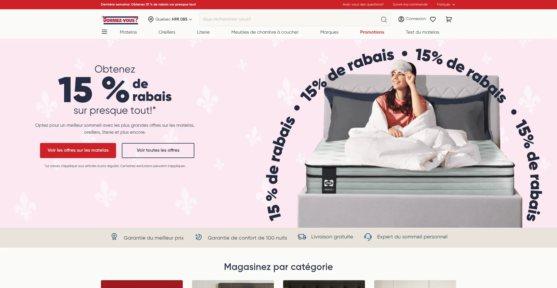 Website screenshot of Dormezvous.com