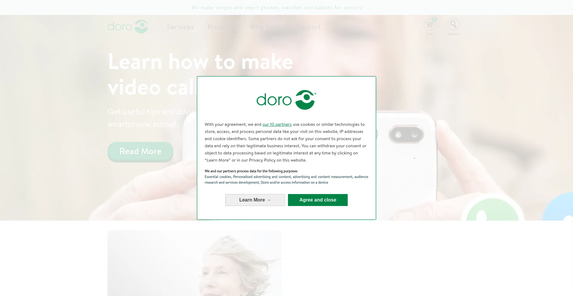 Website screenshot of Doro.com
