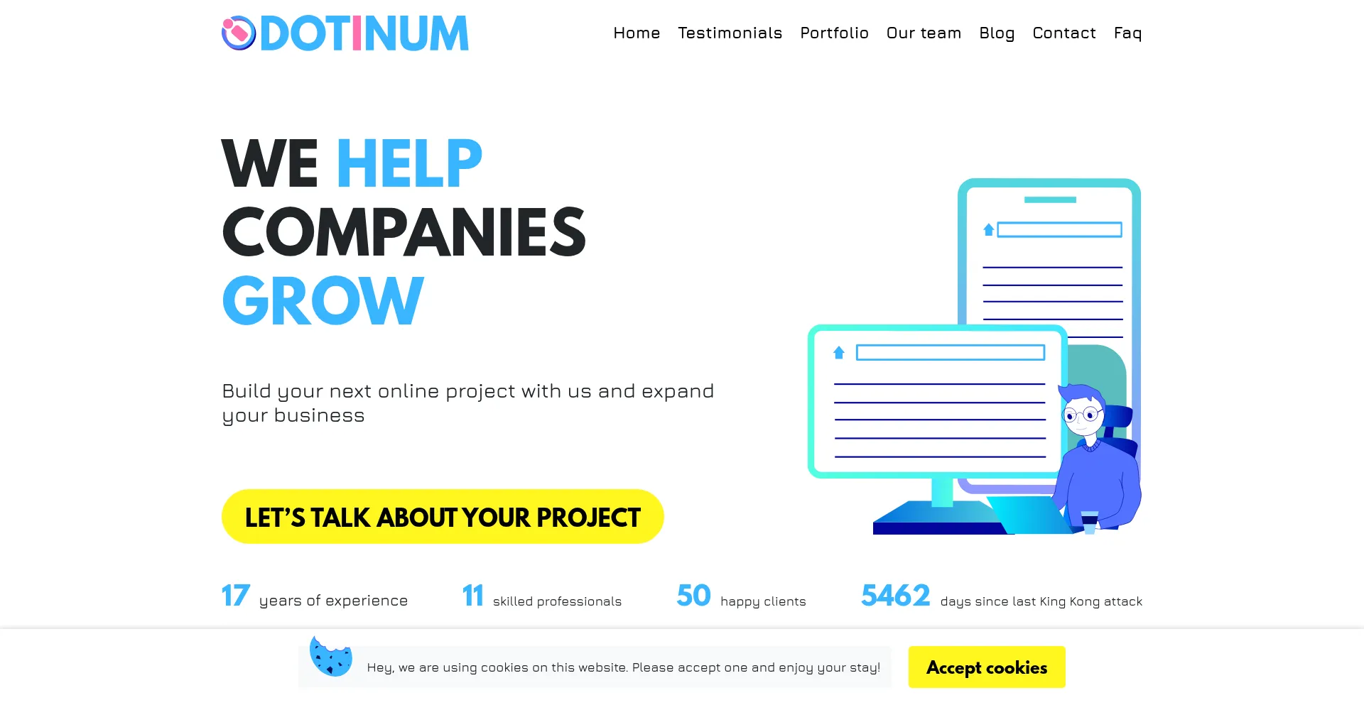 Website screenshot of Dotinum.com