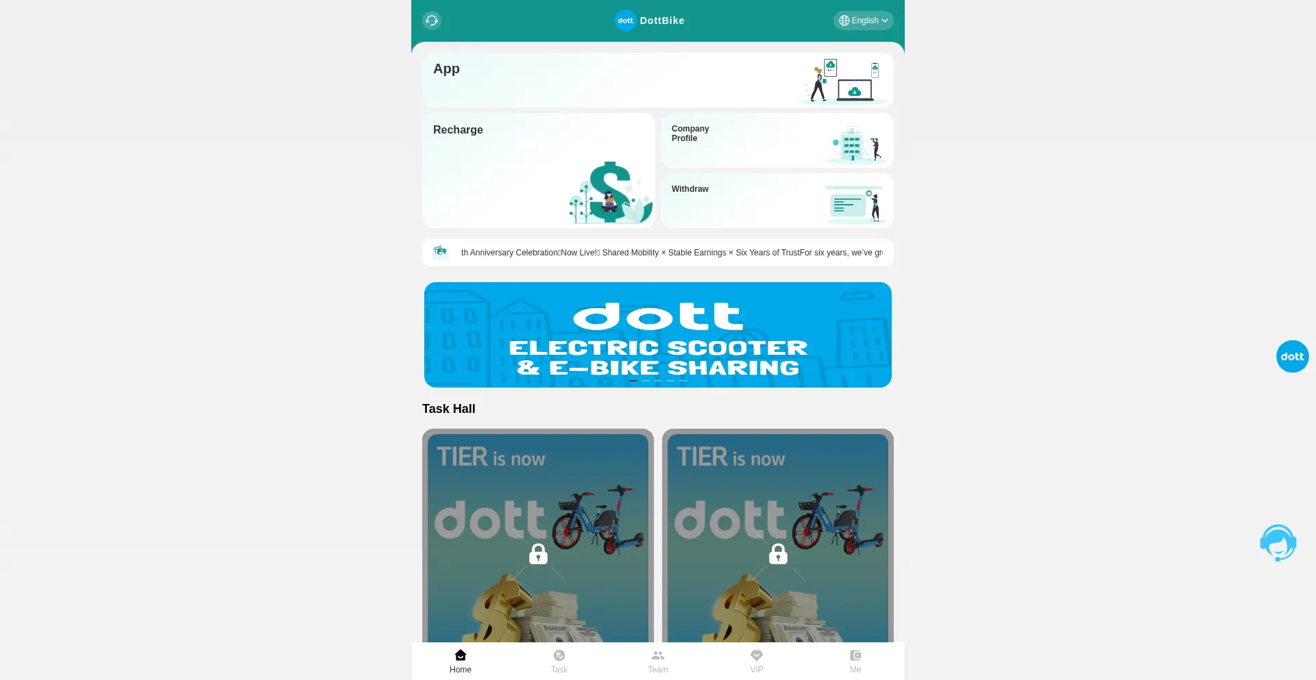 Website screenshot of Dott-bike.com