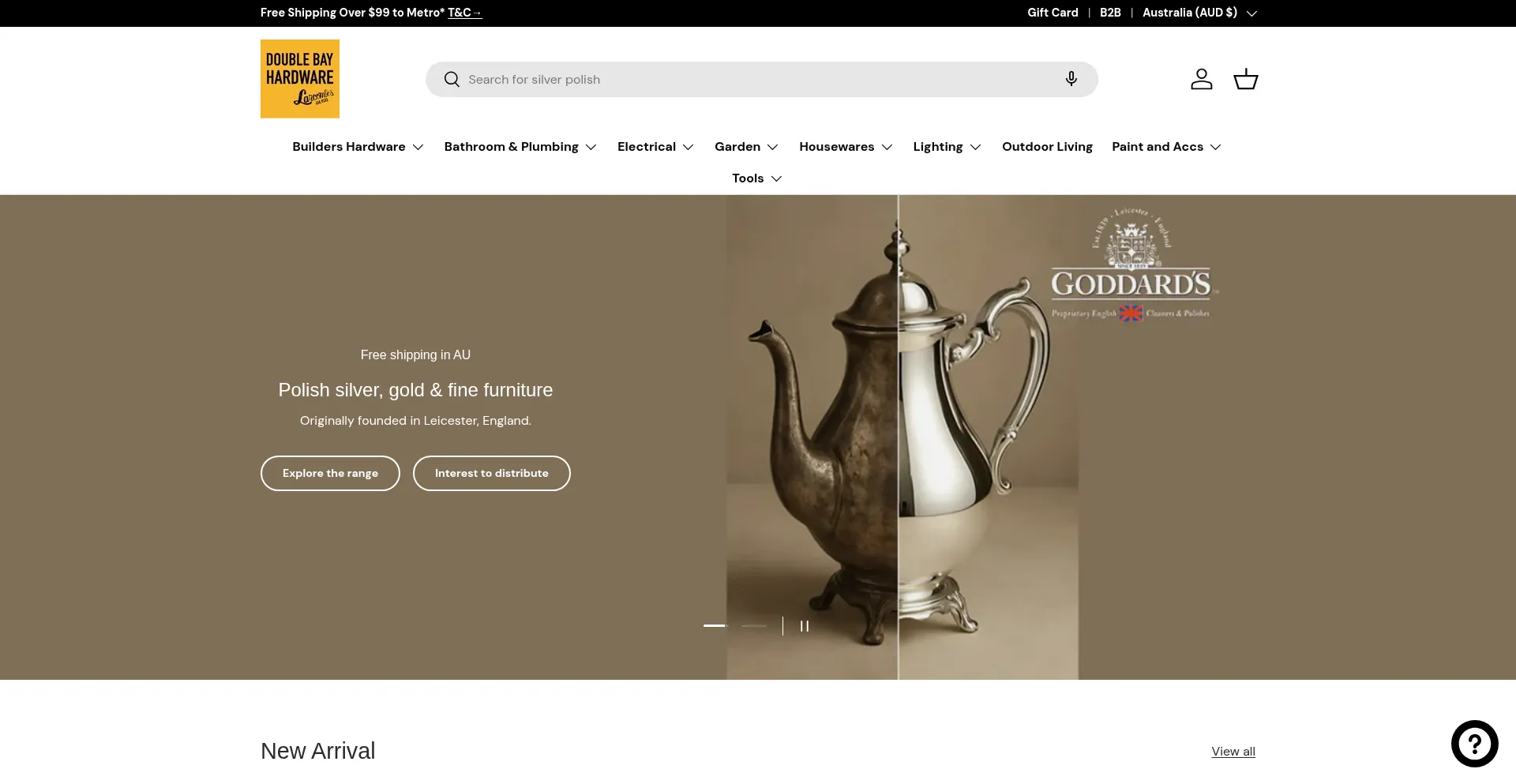 Website screenshot of Doublebayhardware.com.au
