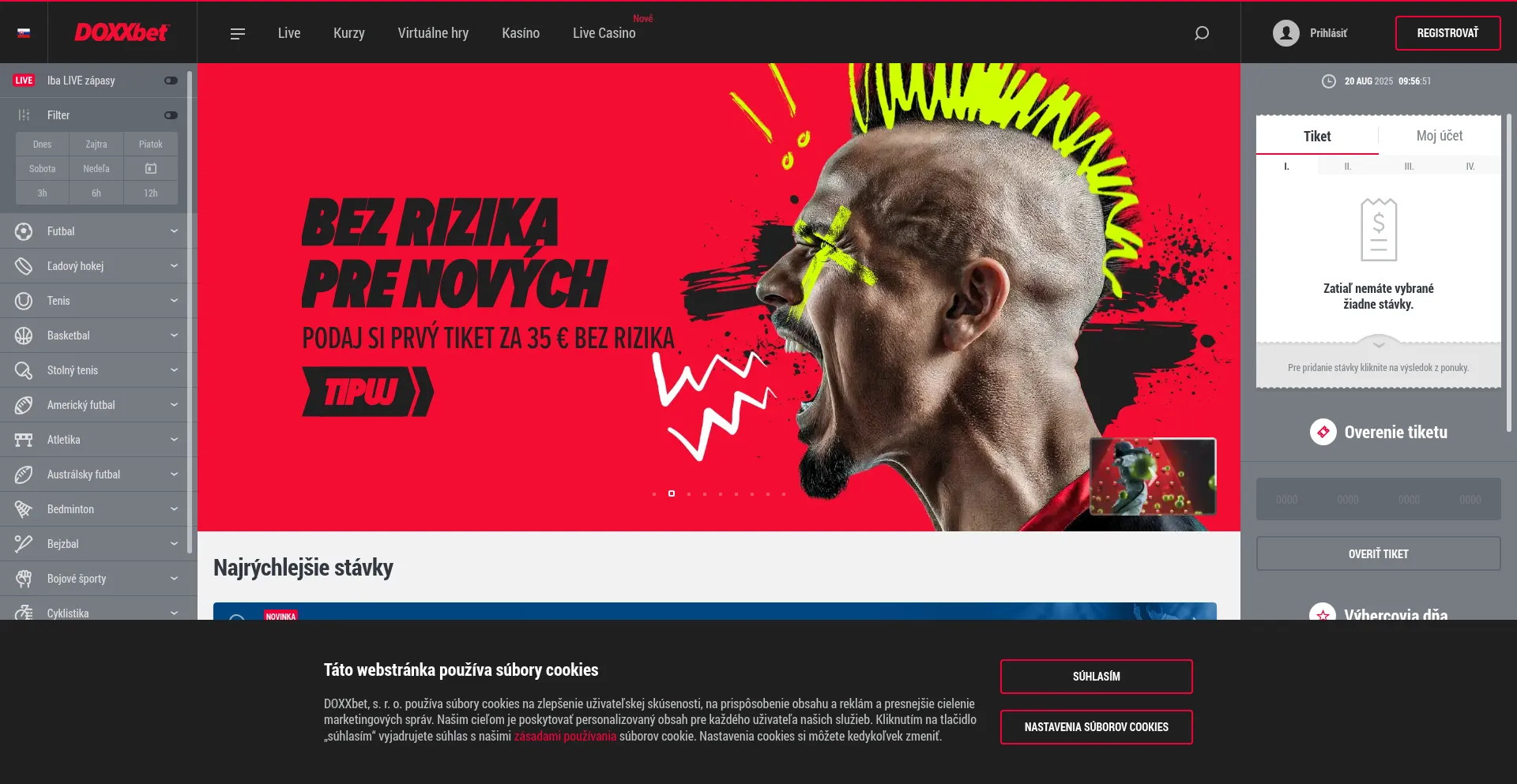 Website screenshot of Doxxbet.sk