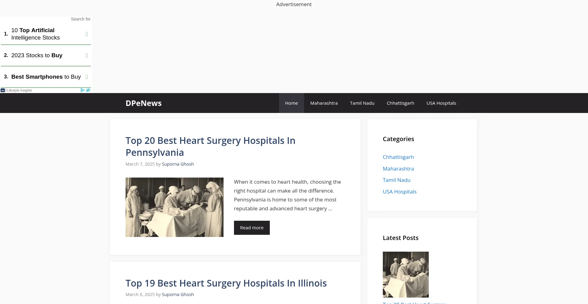 Website screenshot of Dpenews.com