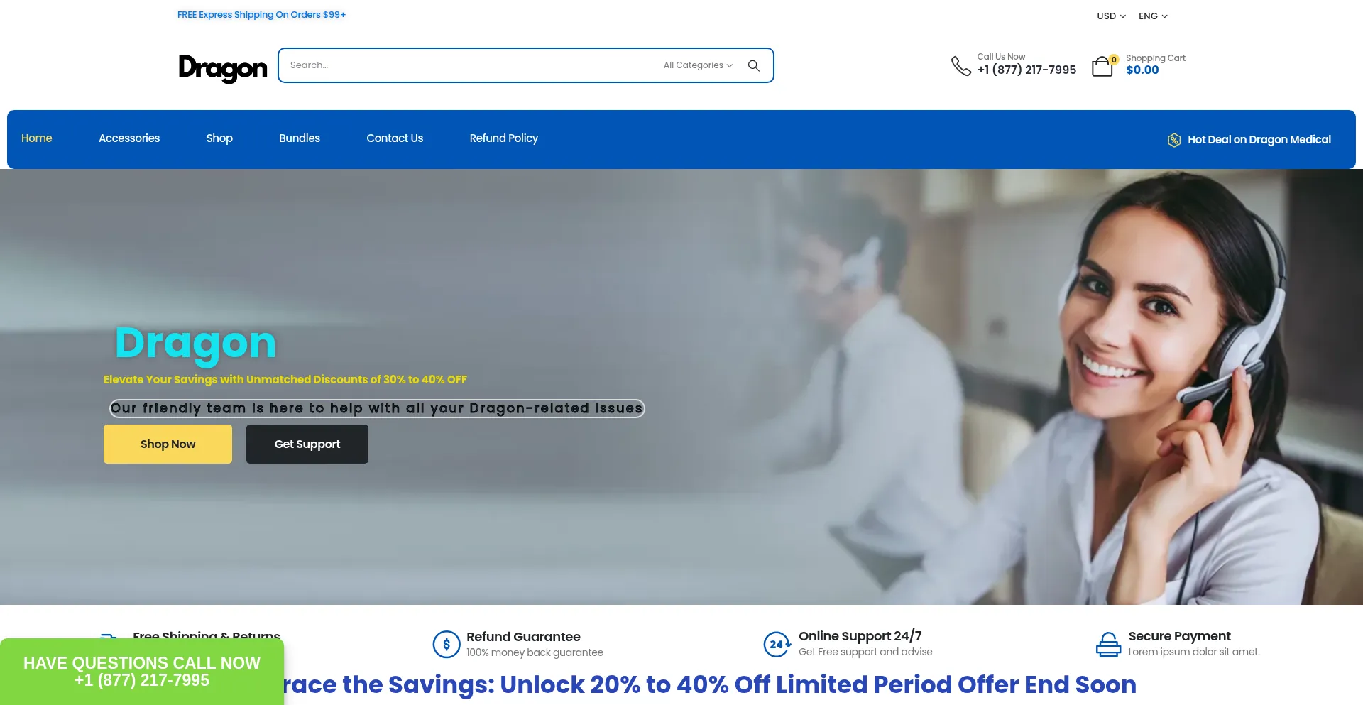 Website screenshot of Dragons-stores.com
