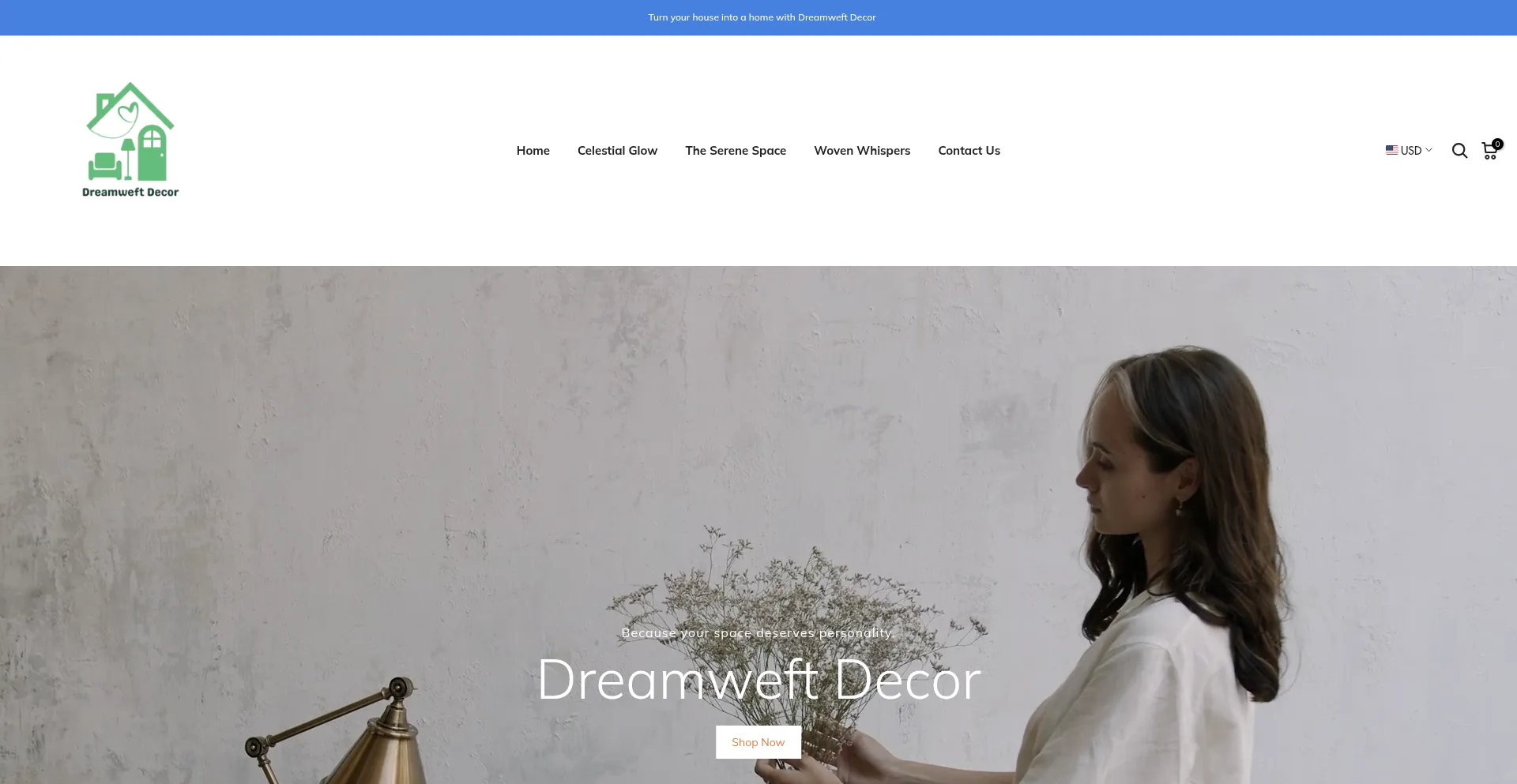 Website screenshot of Dreamweft-decor.com