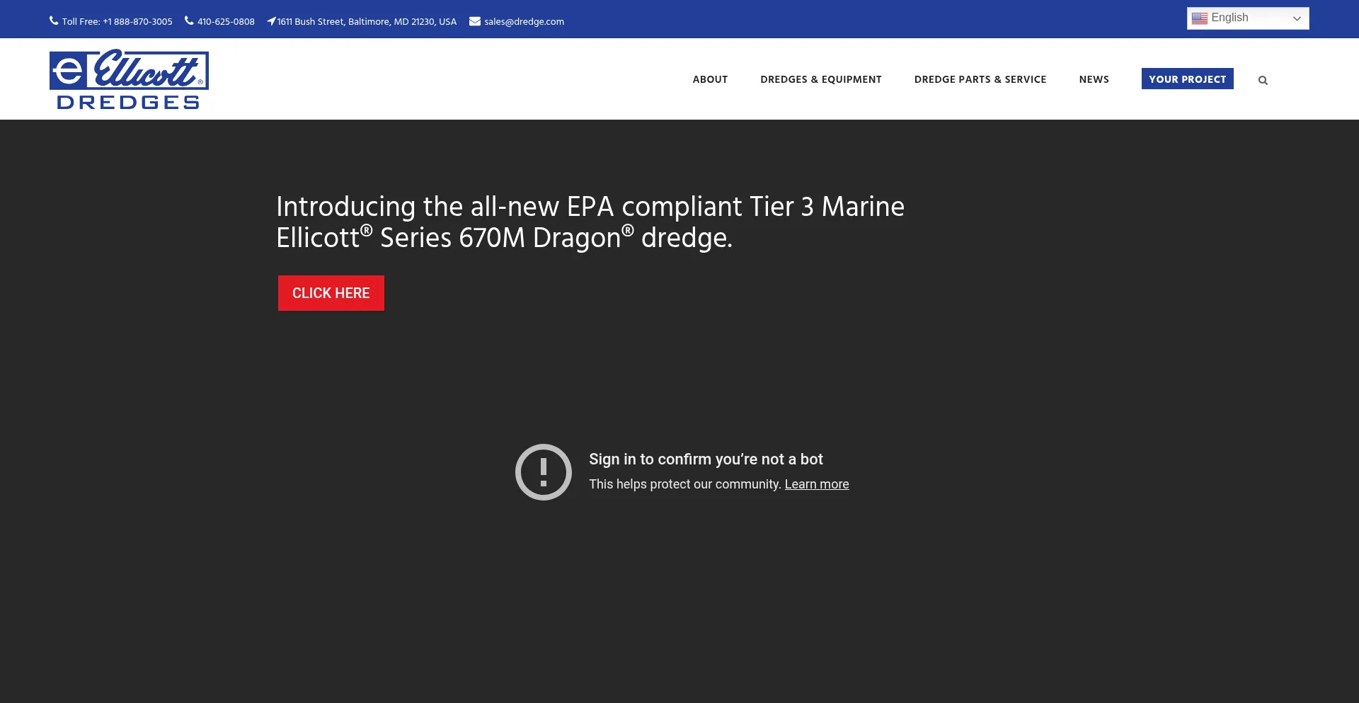 Website screenshot of Dredge.com