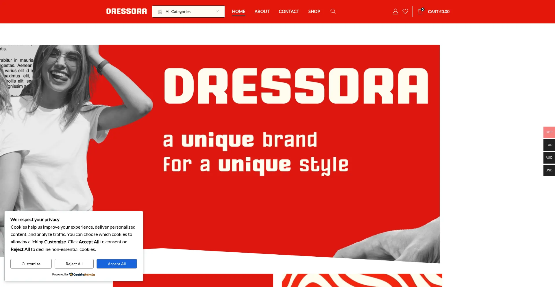 Website screenshot of Dressora.co.uk