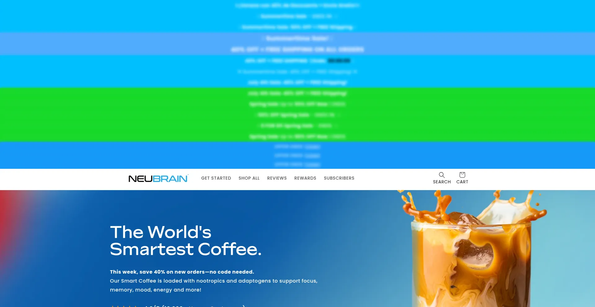Website screenshot of Drinkneubrain.com