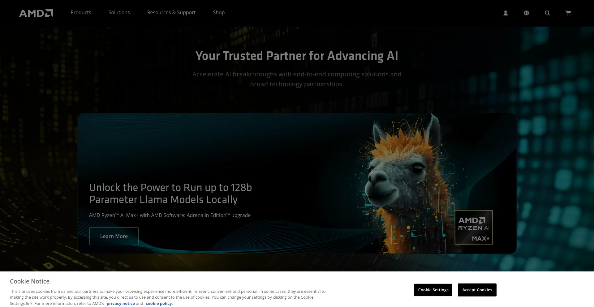 Website screenshot of Drivers.amd.com