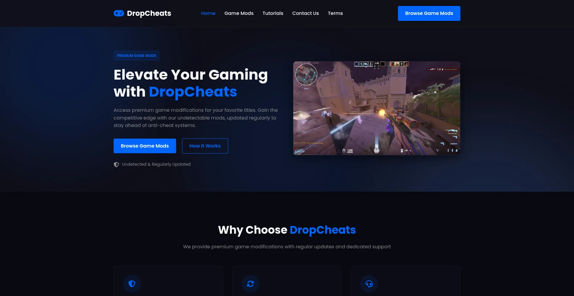 Website screenshot of Dropcheats.io