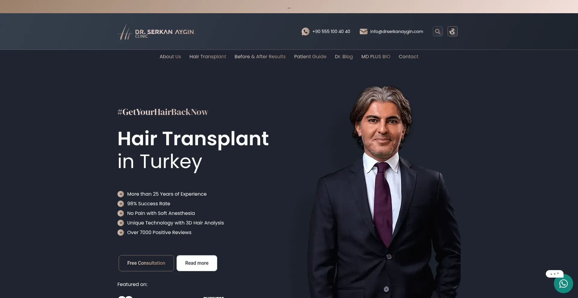 Website screenshot of Drserkanaygin.com