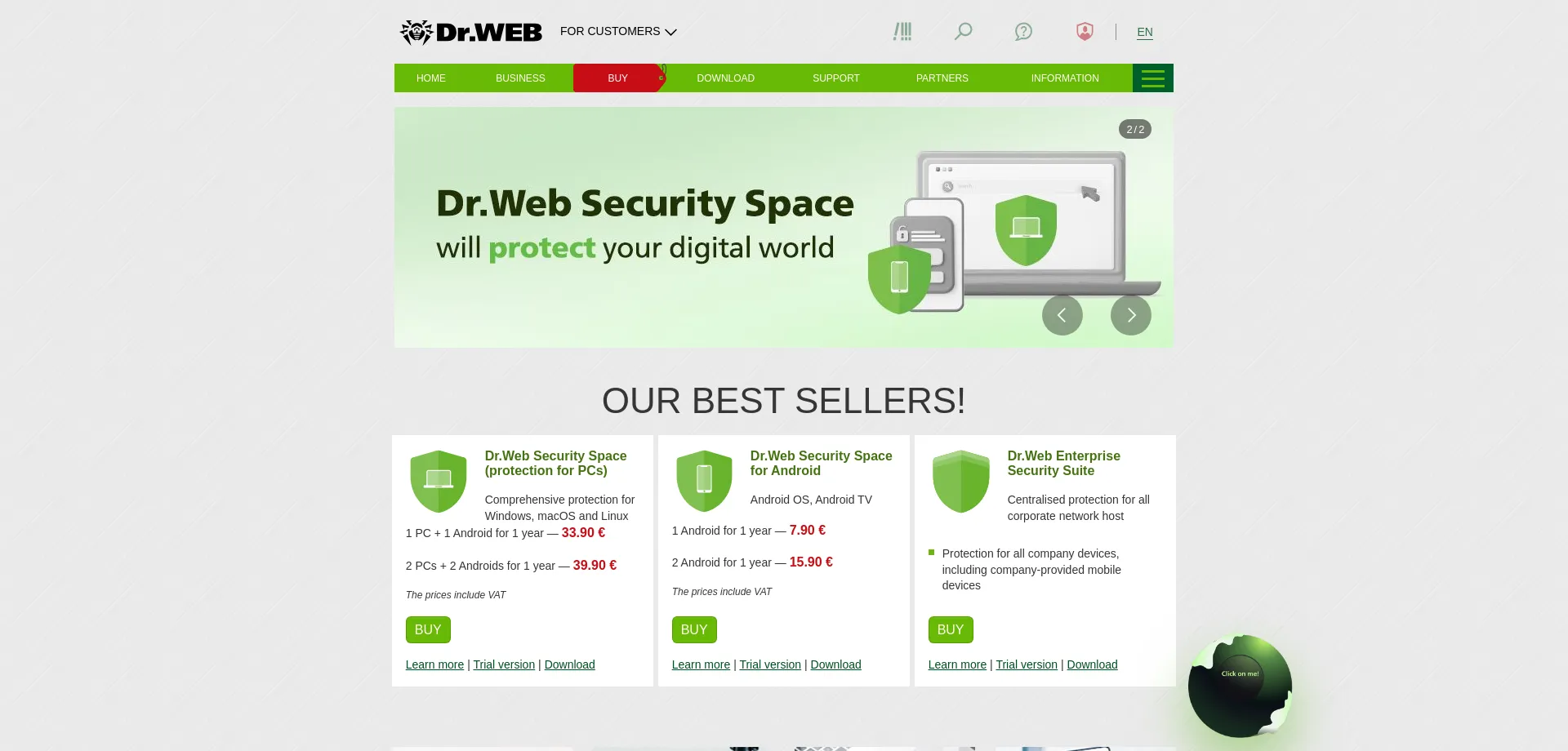 Website screenshot of Drweb.com