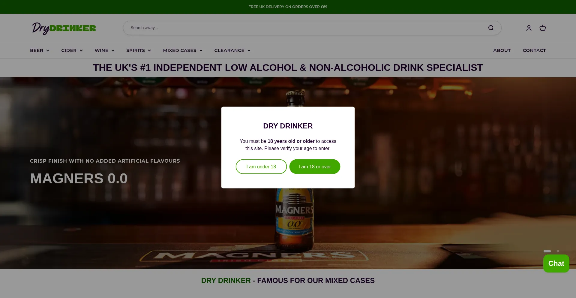 Website screenshot of Drydrinker.com