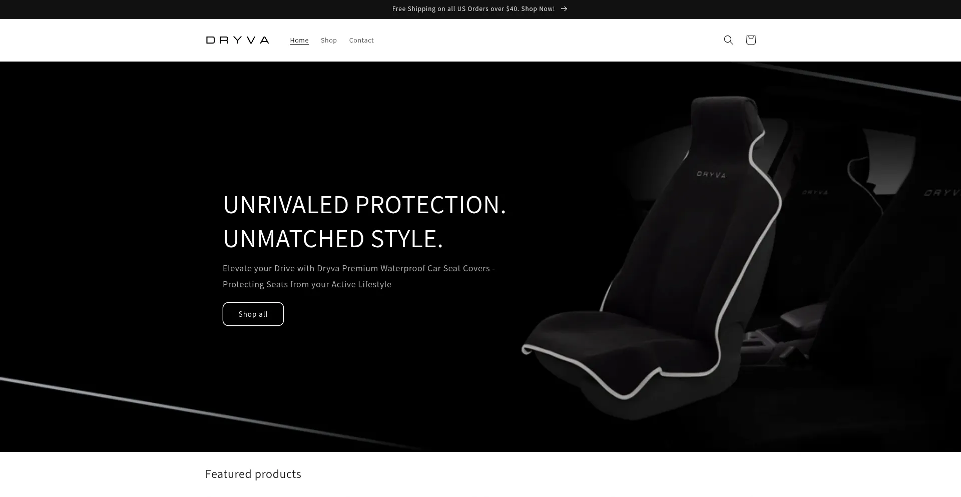 Website screenshot of Dryva.store
